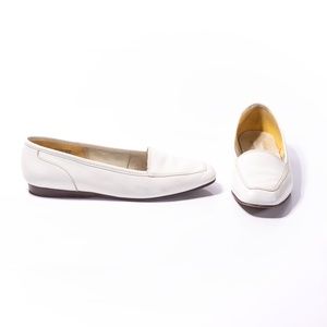 Enzo Angiolini Liberty Leather Flat, White, Slip on shoe, Size 9M